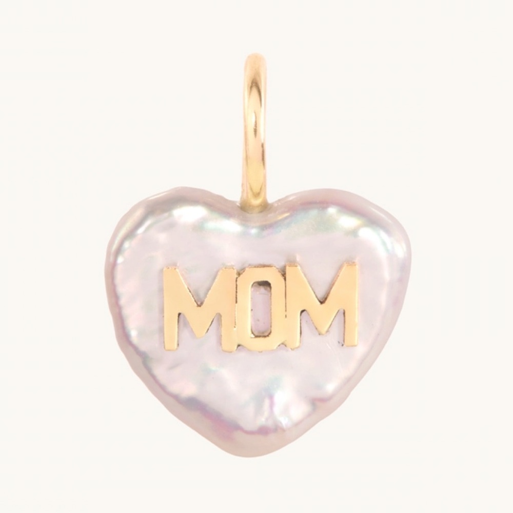 Catbirdnyc Custom Conversation Heart Pearl Charm, 14k gold